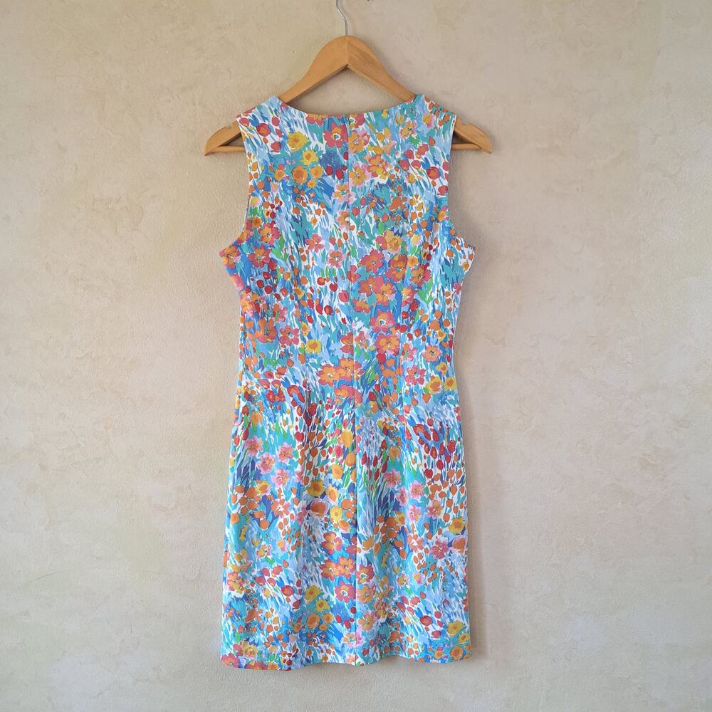 J. McLaughlin Sophia Floral Sleeveless Sheath Dress Small Blue Multi Catalina - Picture 8 of 10